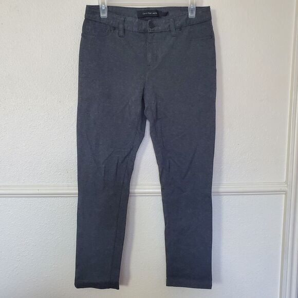 Calvin Klein Pants Womens Sz 8 Gray Tapered Cotton Polyester Elastane Office - Picture 1 of 13